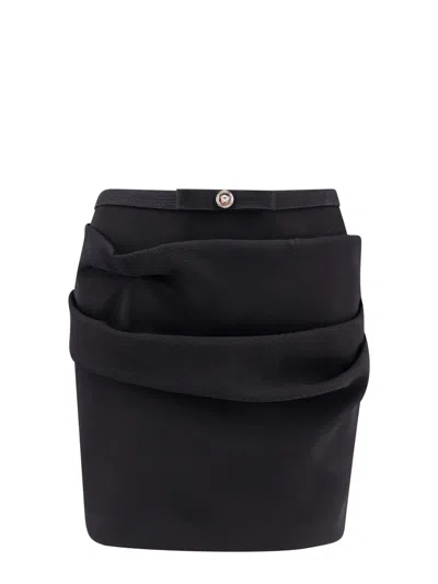 Versace Responsible Wool Mini Skirt With Medusa Detail In Black