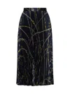Versace Indigo Greca Nautical Pleated Midi Skirt In Blue Gold