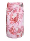 Versace Sea Life-print Midi Skirt In Nude & Neutrals