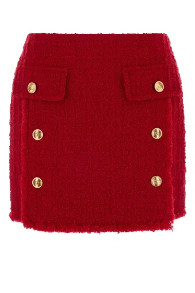 Versace Skirt Responsible Heritage Textured Tweed In Red