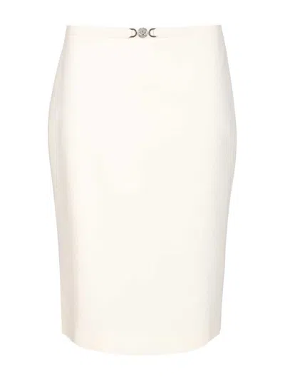 Versace Skirt Responsible Light Weight Double Wool Crepe Skirts White In Animal Print