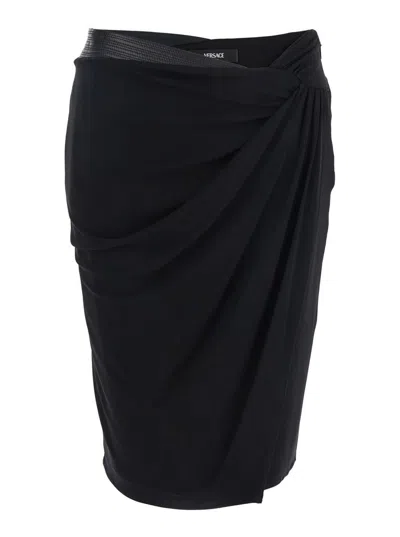 Versace Skirt Responsible Stretch Crepe Jersey In Black