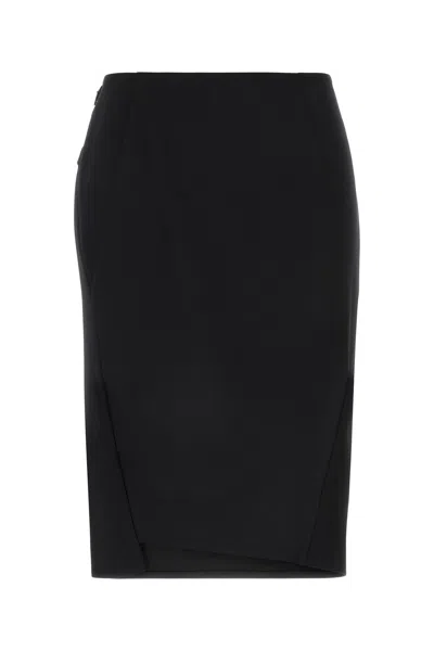 VERSACE VERSACE BLACK STRETCH WOOL SKIRT