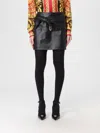 Versace High Waist Twisted Leather Skirt With Buckle In Black