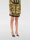 Versace Black And Golden Pleated Skirt With Baroque Print All-over In Silk Woman In 黑色