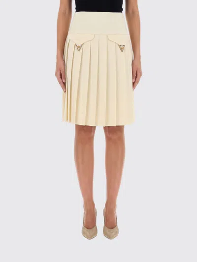 Versace Ivory Stretch Wool Skirt In Neutral