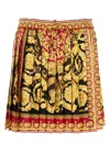 Versace Mini Jupe Plissée Barocco In Gold