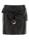 Versace Short Leather Skirt With Belt And Buckle In Black