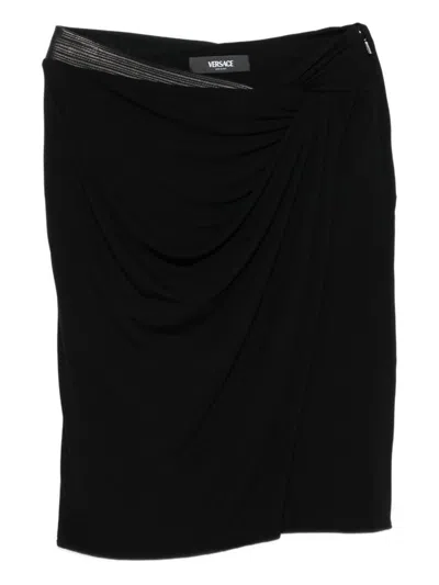 VERSACE VERSACE BLACJ JERSEY DRAPED SKIRT