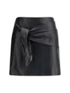 Versace High Waist Twisted Leather Skirt With Buckle In Black