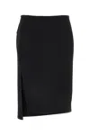 Versace Jupe Mi-longue En Maille À Dentelle Barocco In Black