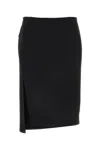 Versace Jupe Mi-longue En Maille À Dentelle Barocco In Black
