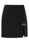 Versace Safety Pin A-line Wool Mini Skirt In Black