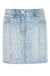 Versace Allover Logo-print Denim Skirt In Printed