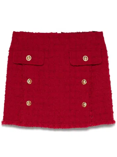 Versace Heritage Tweed Mini Skirt In Red