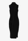 Versace Slash Cut-out Turtleneck Midi Dress In Black