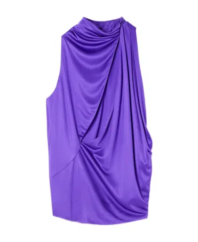 Versace Slash-detail Halterneck Top In Blue