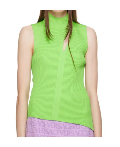 VERSACE SLASHED HIGH NECK SWEATER