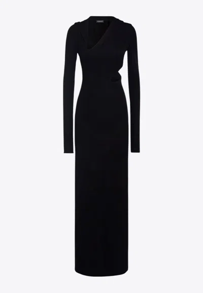 Versace Sustainable Viscose Dress With Cut-out Details In Black