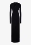 Versace Cutout Hooded Stretch-jersey Maxi Dress In Black