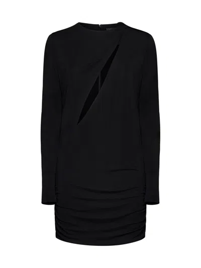 Versace Slashed Mini Dress In Black