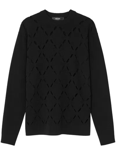 Versace Slashsed Sweater In Black