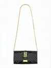 Versace Sleek Quilted Calf Leather Clutch With Geometric Clasp In White