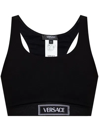 Versace Sleek Racerback Top In Black