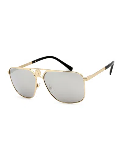 Versace Sleek Rectangular Sunglasses For Women In Gold