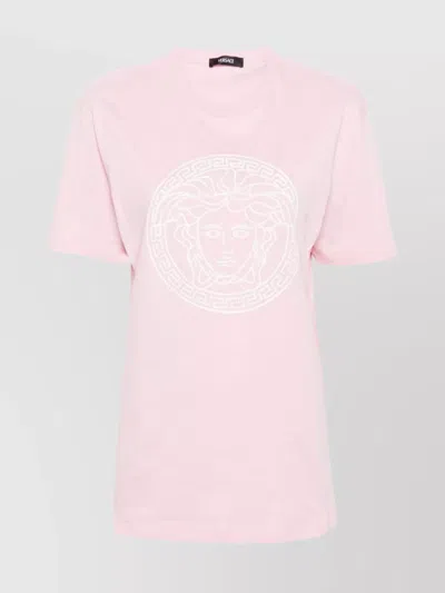 Versace Sleeved Graphic Print Top In Pink