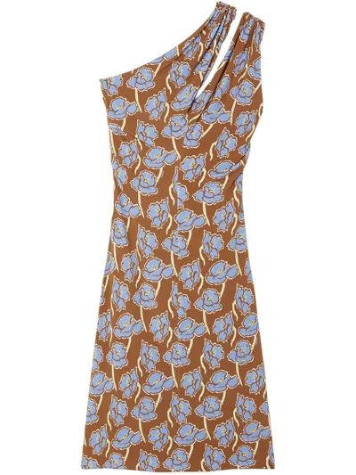 Versace Sleeveless Brown Floral Print Mini Dress