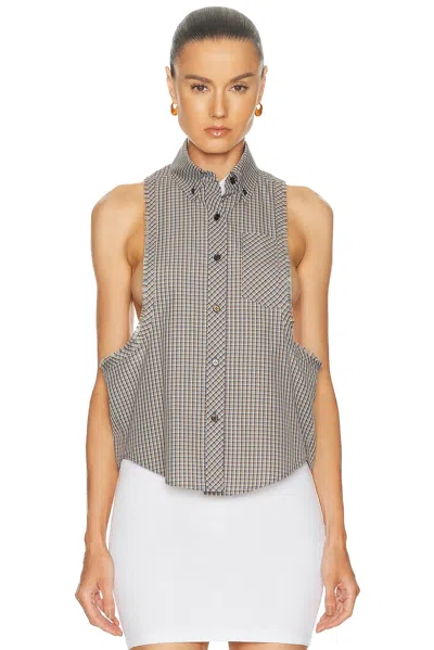 Versace Sleeveless Button Up Top In Multi