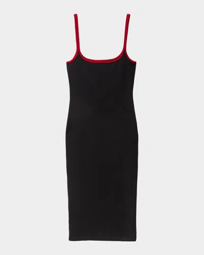 Versace Embroidered Stretch Cotton-jersey Midi Dress In Black