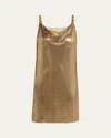 Versace Sleeveless Cowl-neck Metal Mesh Mini Dress