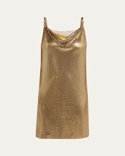 Versace Sleeveless Cowl-neck Metal Mesh Mini Dress