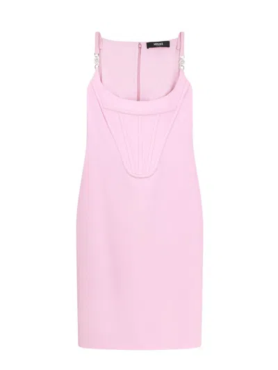 Versace Corset-style Crepe Midi Dress In Pink