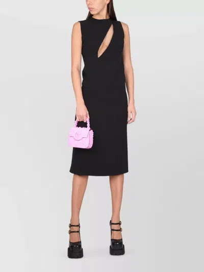 Versace Sleeveless Cutout Midi Dress In Black