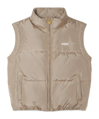 Versace Sleeveless Down Vest In Neutral