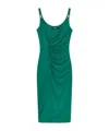 Versace Gathered Jersey Cocktail Dress In Green