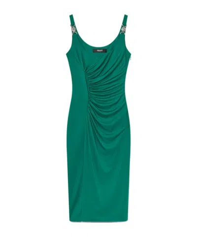 VERSACE VERSACE SLEEVELESS DRAPED MIDI DRESS