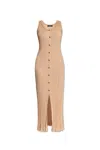 Versace Ribbed Button-down Midi Dress In Brown