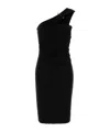 Versace Black Crepe One-shoulder Dress In Black