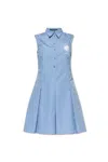 Versace Button-up Sleeveless Dress In Blue