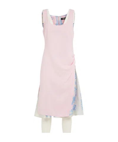 Versace Draped Detail Acetate Blend Dress In Pink