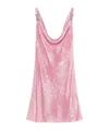 Versace Embellished Draped Sequined Silk-chiffon Mini Dress In Pink