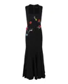 Versace Sleeveless Embroidered Rose Silk Gown In Black