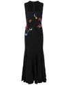 Versace Sleeveless Embroidered Rose Silk Gown
