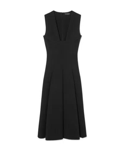 Versace Pleated Midi Cocktail Dress In Black