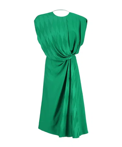 Versace Sleeveless Jacquard Midi Dress In Green