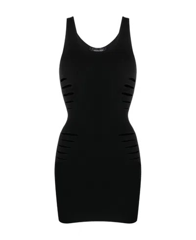 Versace Sleeveless Knitted Dress In Black